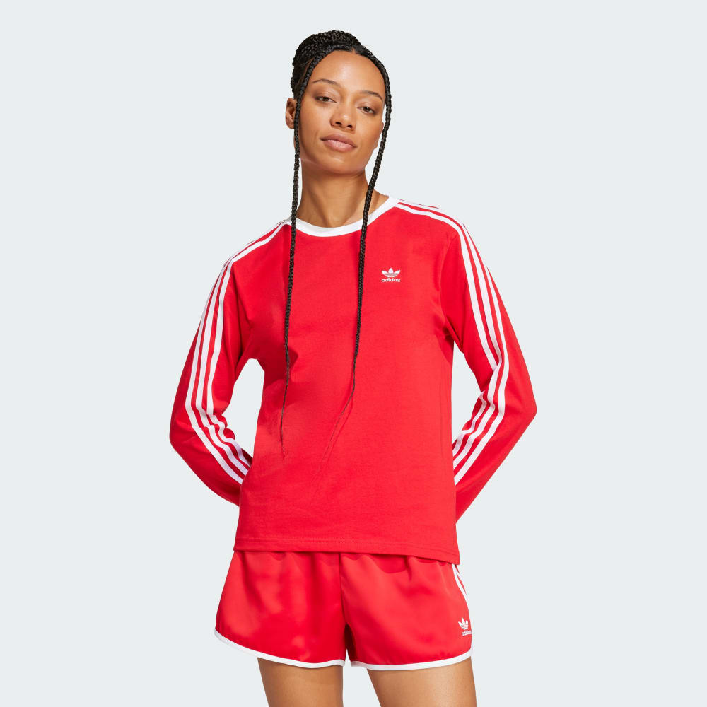 

Футболка Adidas Adicolor 3-Stripes Regular Long Sleeve Tee, цвет Better Scarlet