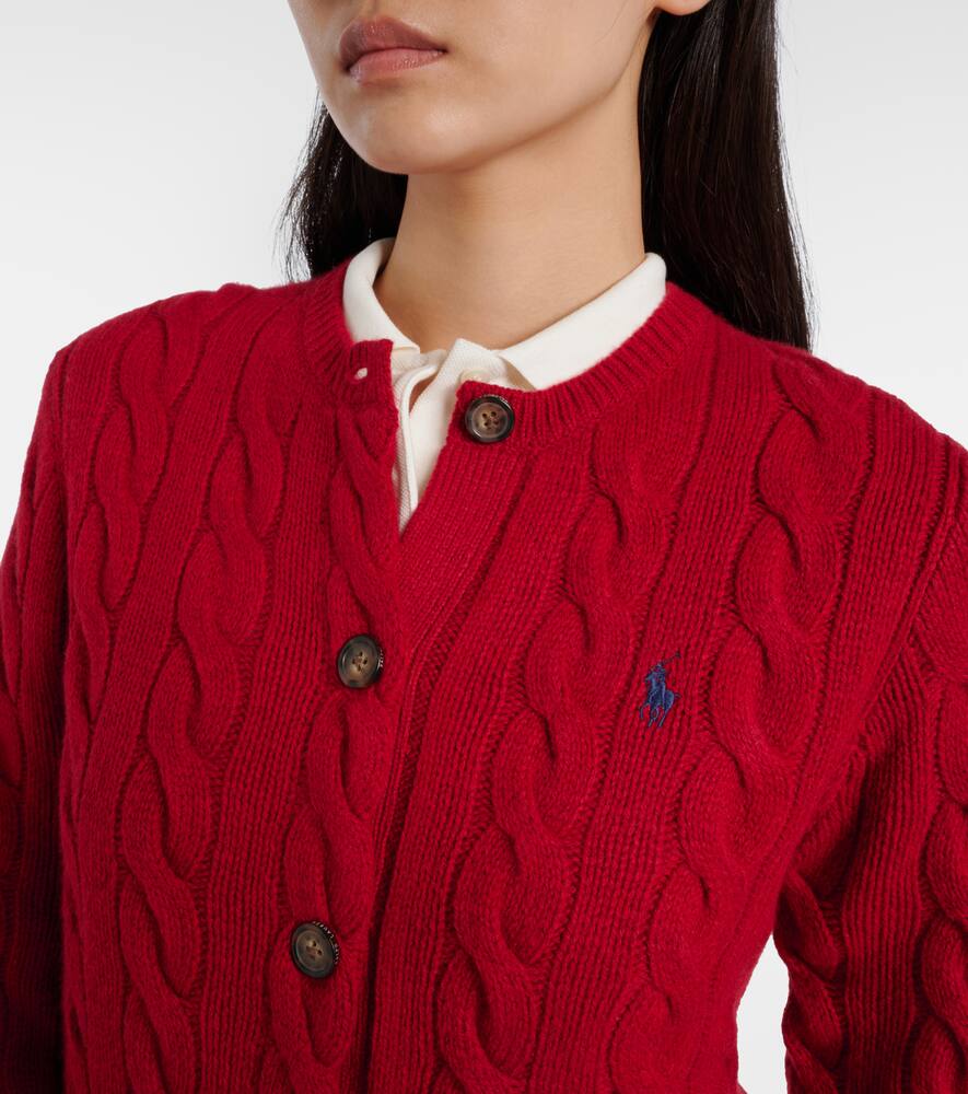 Кардиган из шерсти и кашемира с узором «косичка» Polo Ralph Lauren, Fireside Red — фото 4