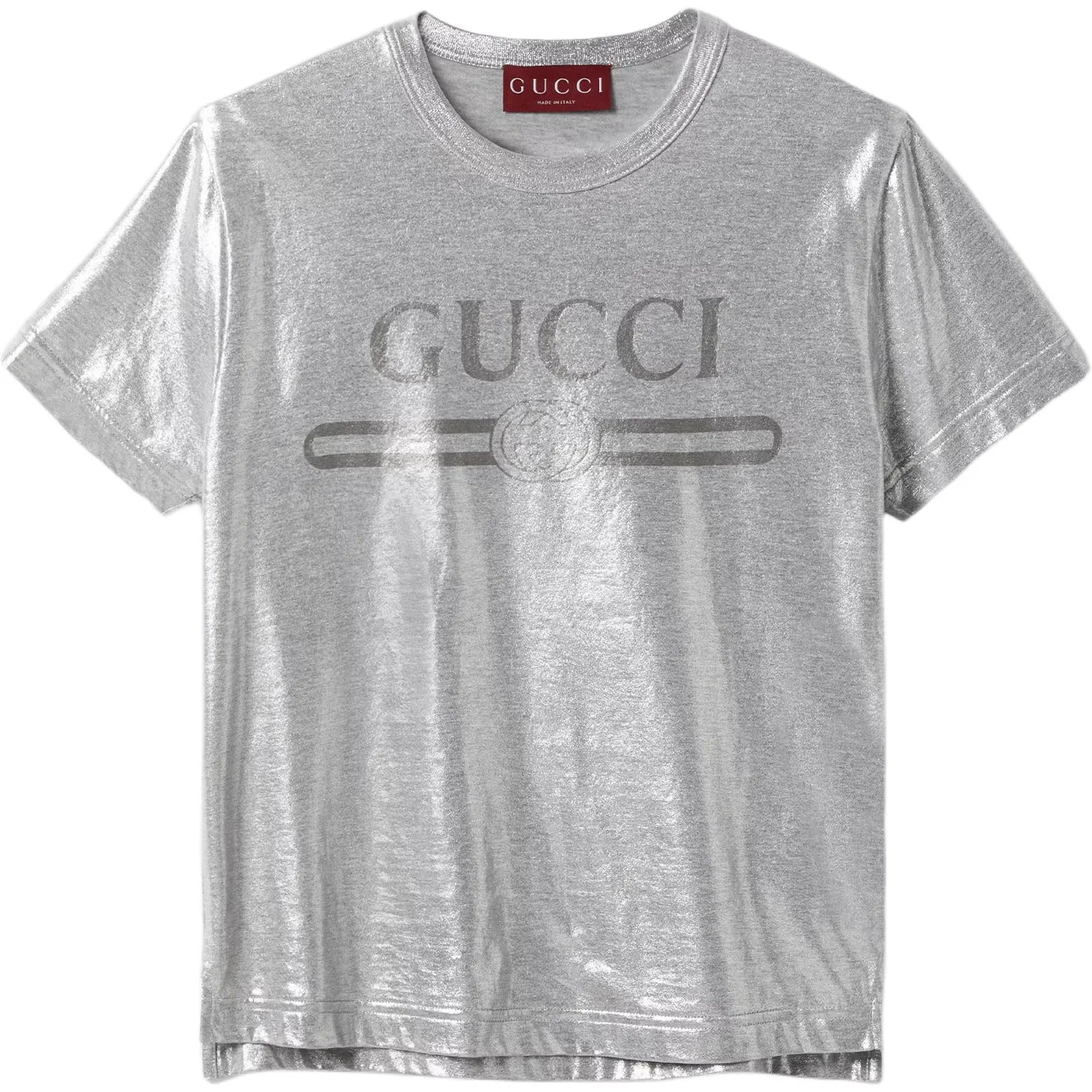 Футболка GUCCI с логотипом, металлик, Серый