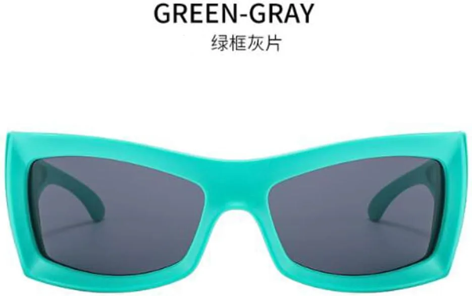 

Солнцезащитные очки PUB Y2K с большой вогнутой и гетеротипной оправой, солнцезащитные очки-маска для лица, солнцезащитные очки будущего, Green Frame Gray