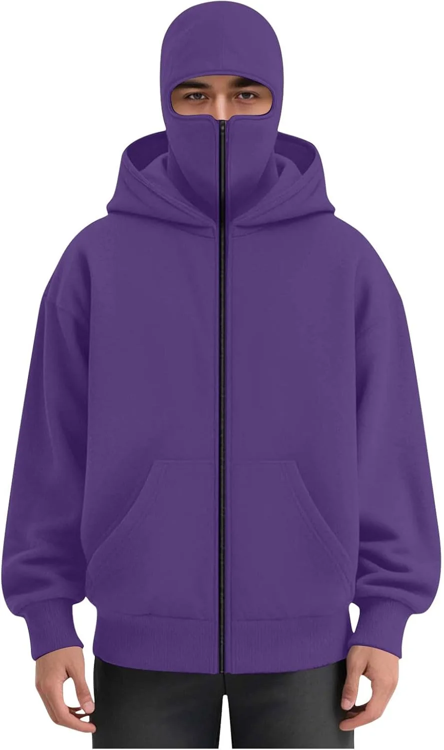 

Мужской балаклава-худи с маской, двойной слой, ветрозащитный зимний zip-up