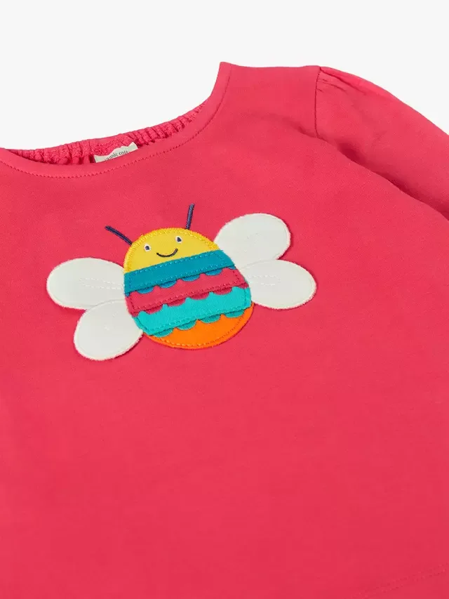 Детская хлопковая блузка Caris с аппликацией, цвет ревень/пчела Frugi — фото 4