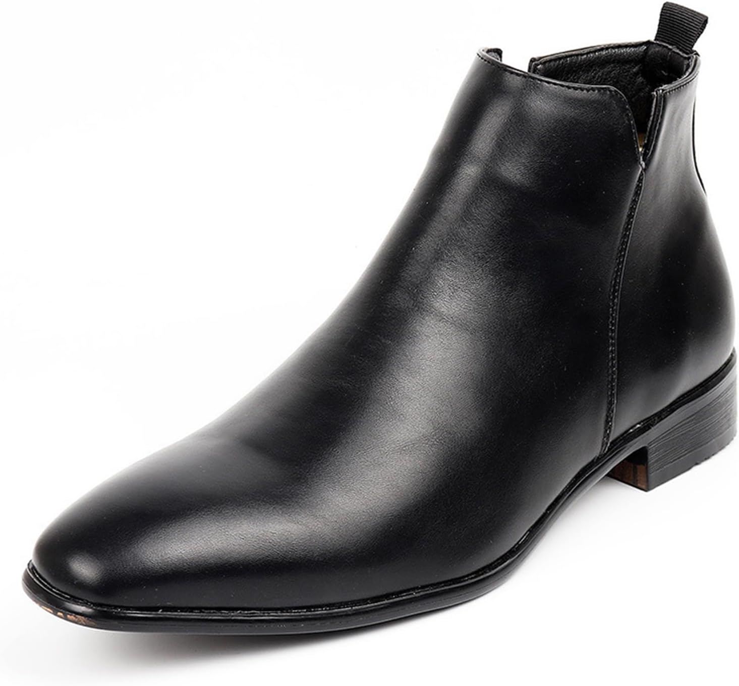 

Мужские повседневные ботинки Челси Chelsea из классической полированной кожи с боковой молнией и без застежки Sehdk, черный