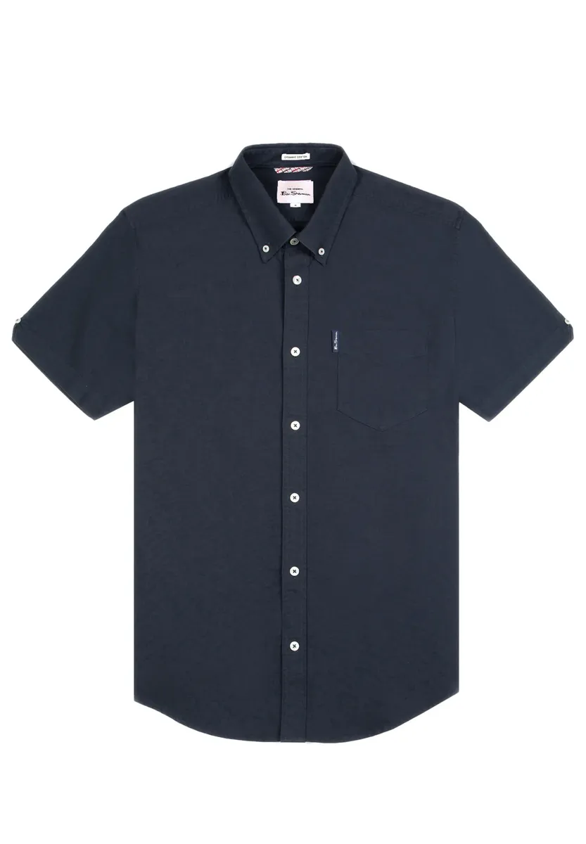 

Рубашка Ben Sherman с короткими рукавами "Signature Organic Oxford Shirt", фирменная этикетка с флагом, синий