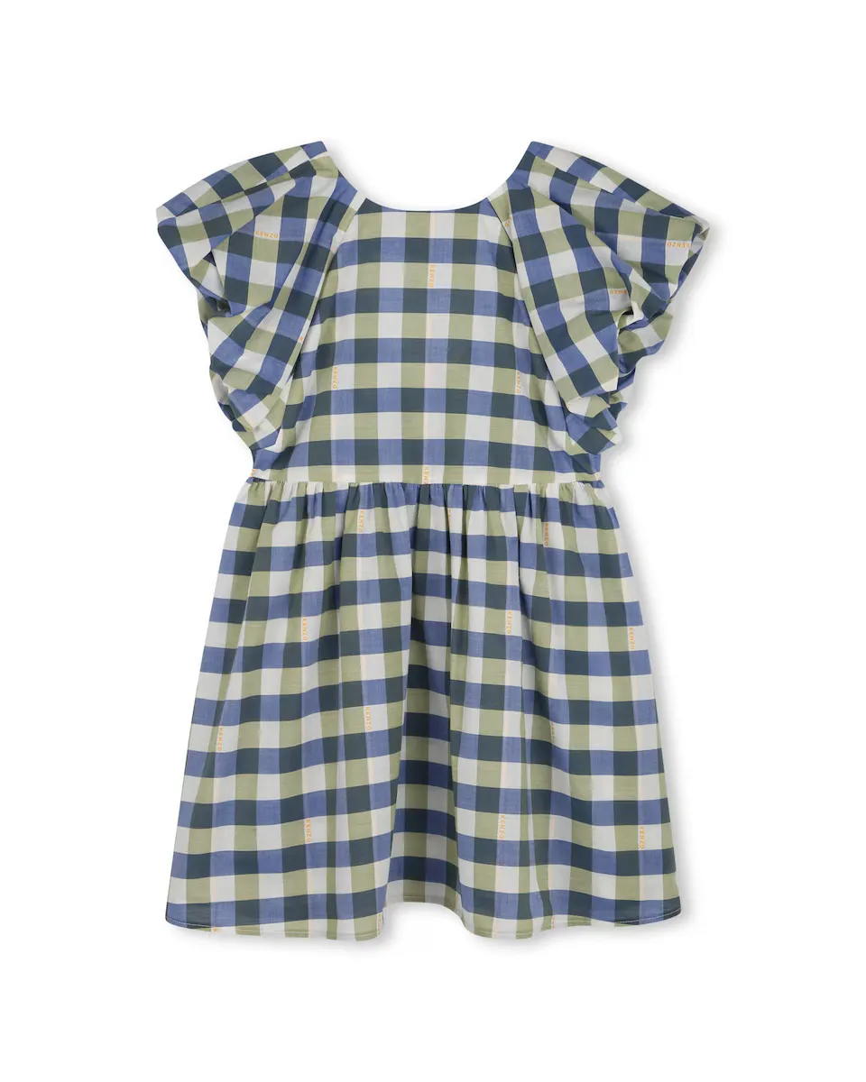 

Платье для девочки из синего хлопка Kenzo Kids, синий индиго
