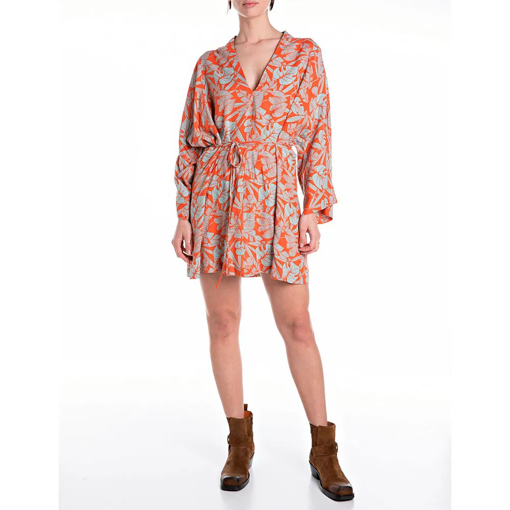

Платье Replay W9154.000.75014 long sleeve short, оранжевый
