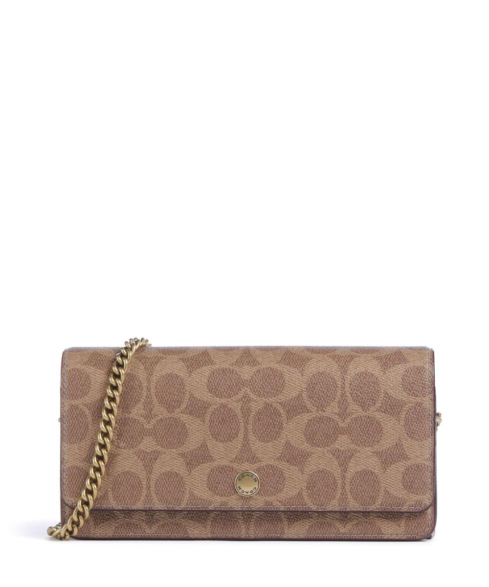 

Незаменимый фирменный холщовый кошелек Coach, коричневый