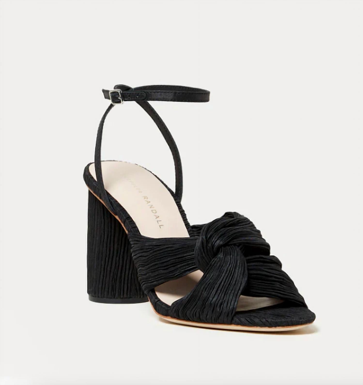 Женские босоножки Reed на плиссированном каблуке Twist черного цвета Loeffler Randall