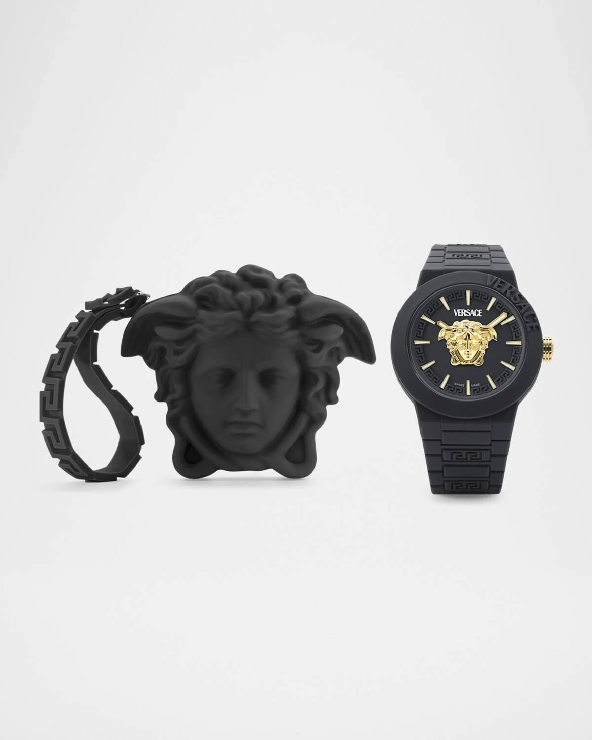 

Мужские черные силиконовые часы Medusa Pop с чехлом, 39 мм Versace, черный