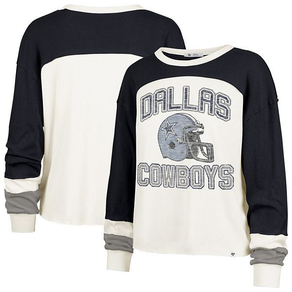 

Женский кроп-топ '47 cream dallas cowboys double header curve raglan с длинным рукавом 47 Brand