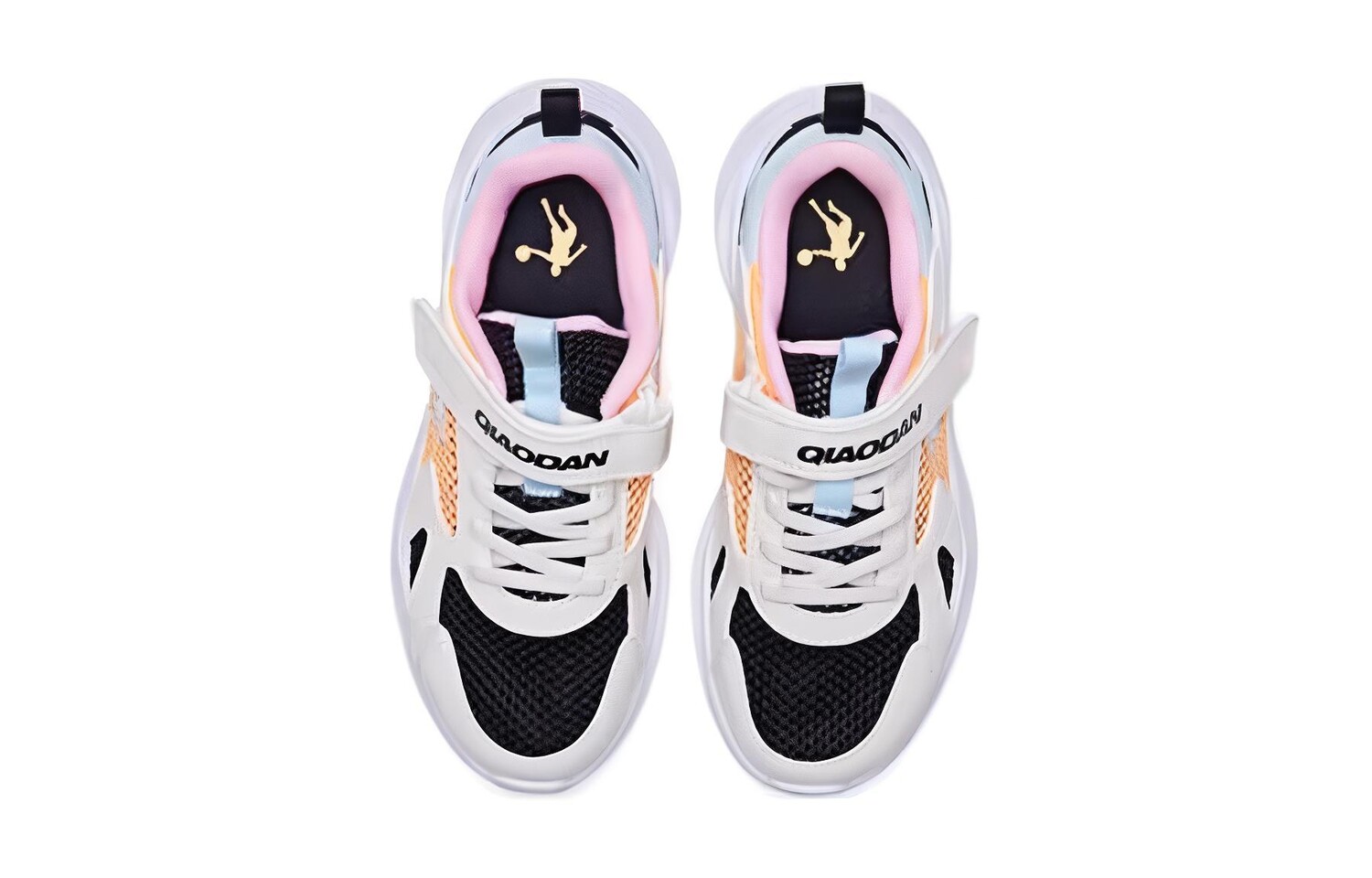 Детские кроссовки GS Low-top черные/белые/оранжевые Qiaodan — фото 4