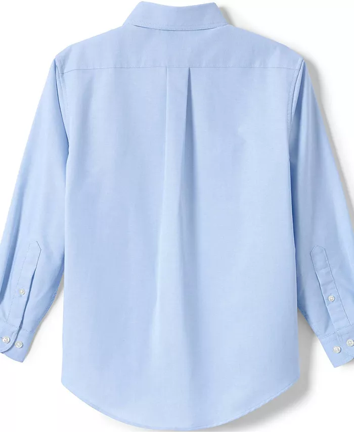 Рубашка для мальчиков старшего возраста с длинным рукавом Oxford Dress Shirt (однотонная) Lands' End, синий — фото 2