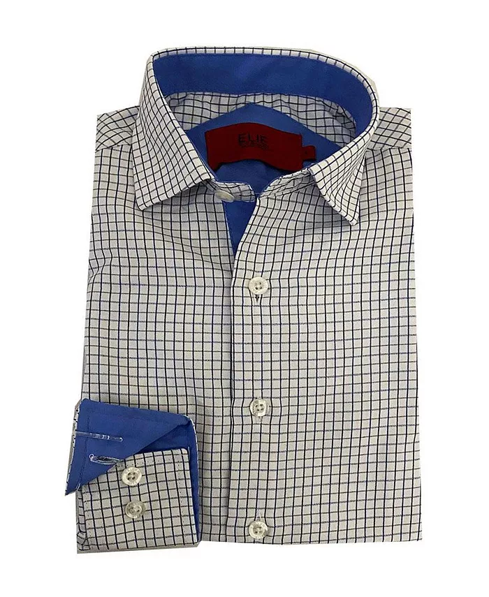 

Детская рубашка с коротким рукавом в синюю клетку, Slim Fit Elie Balleh, синий