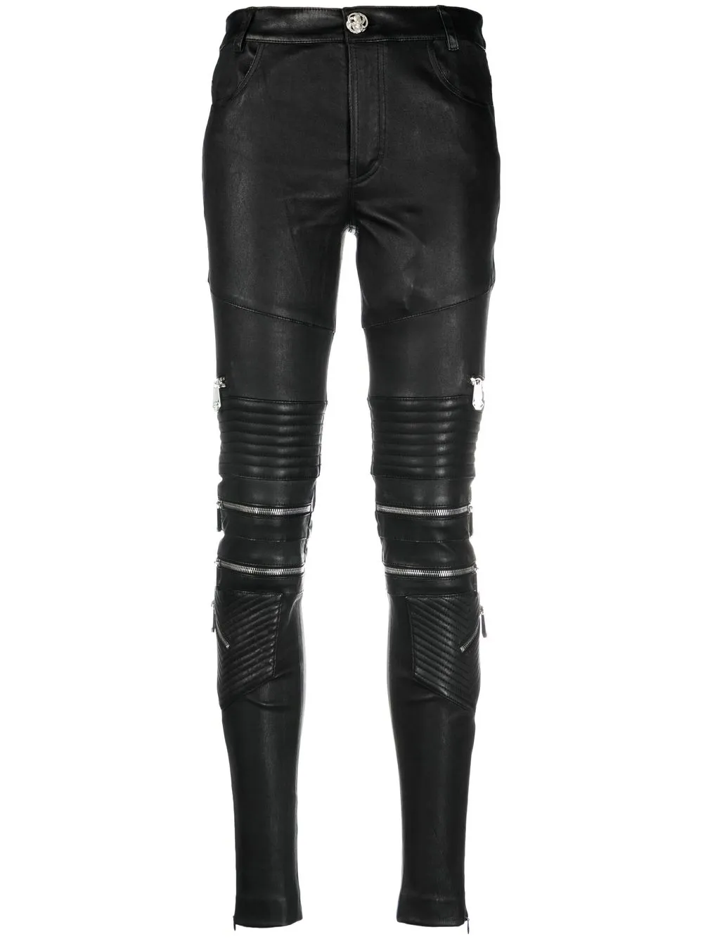 

Кожаные брюки скинни Philipp Plein, черный