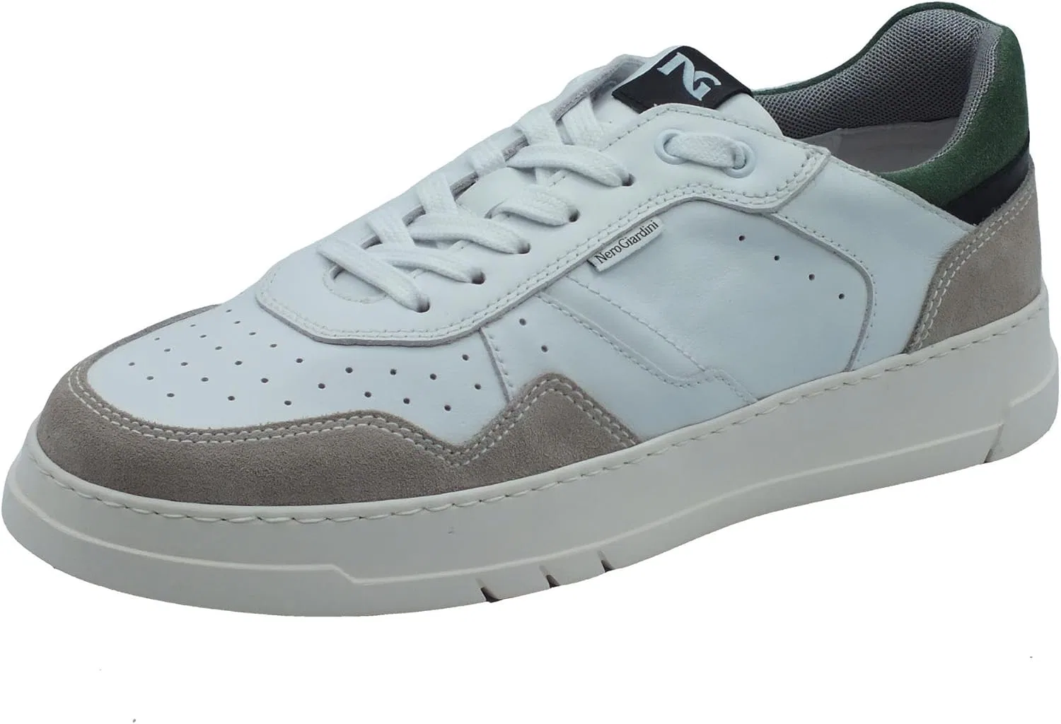 Nero Giardini E302873U Colorado Nuvola Белые мужские спортивные кроссовки из нубука