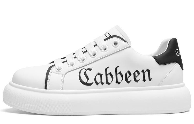 

Cabbeen Повседневные белые низкие скейтерские кроссовки для комфортной ходьбы с дышащим верхом, цвет White Black