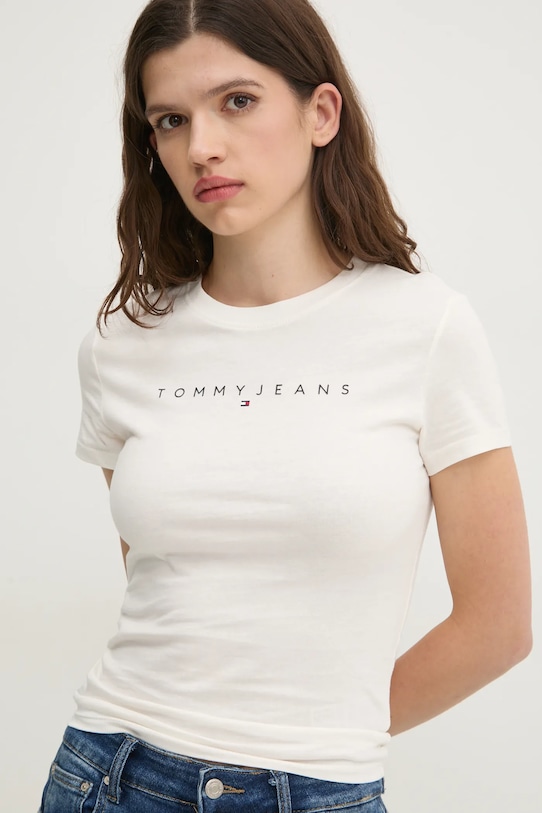 

Хлопковая футболка Tommy Jeans, бежевый