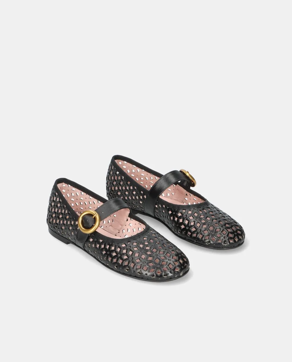 Женские балетки из обрезанной кожи с ремешком Pretty Ballerinas, черный — фото 3