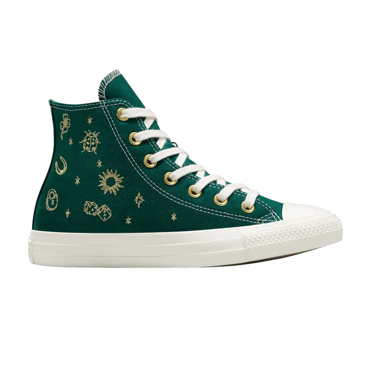 

Кроссовки Converse Wmns Chuck Taylor All Star High Luck Charms - Rubber Plant Gold, зеленый