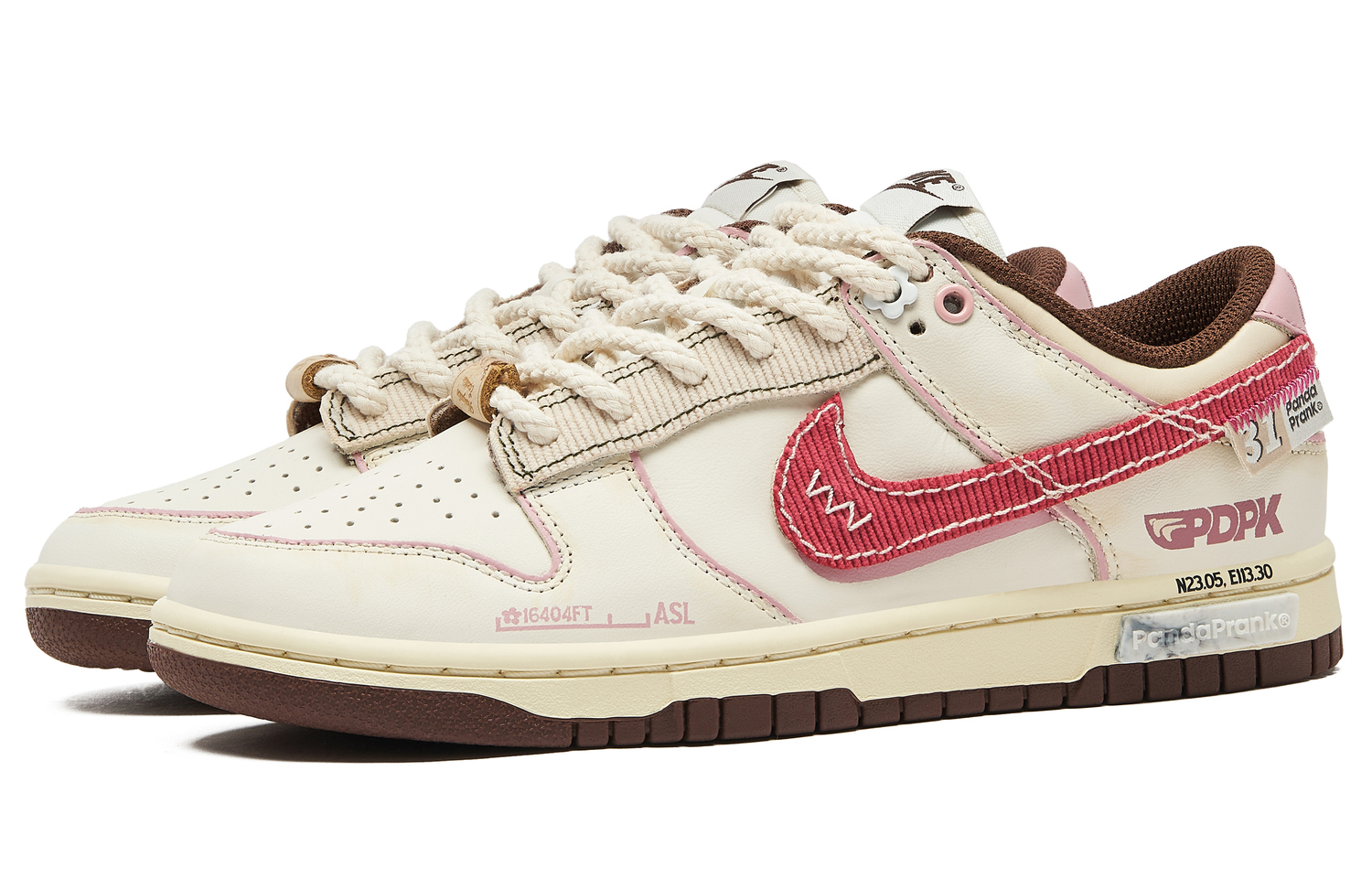 Nike Dunk 'Surfaces In Brown And Sail' Женские противоскользящие износостойкие низкие скейтерские кроссовки Розовый Белый — фото 4