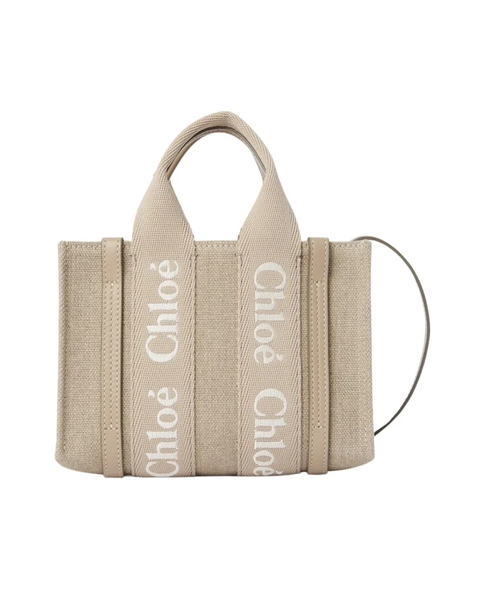 

Миниатюрная сумка-тоут с вышивкой Chloé, бежевый