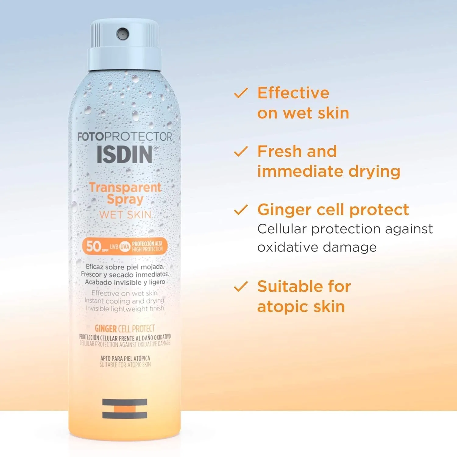 Водостойкий солнцезащитный спрей SPF 50 «Wet Skin Transparent Spray» от Fotoprotección Isdin Isdin — фото 2