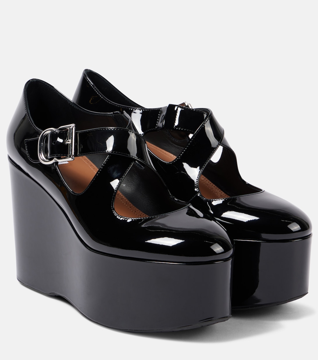 Туфли на танкетке из лакированной кожи Criss Cross Alaïa, Noir