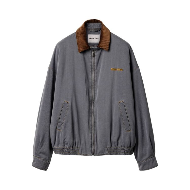 

Куртка Miu Miu Velvet Collared Chambray Jacket Grey, серый