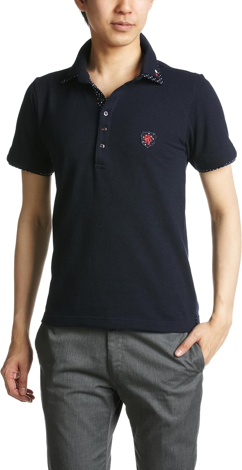 

Поло с двойным воротником и точечным рисунком Pincponc, темно-синий