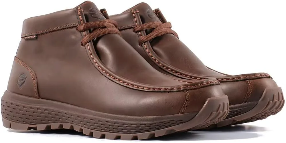 Мужские ботинки SUREWAY Chukka, легкие и прочные кожаные рабочие ботинки с носком-мокасином, модные для походов, вождения, Челси-ботинки для комфорта в любую погоду (офис, повседневная носка, нарядные), коричневый — фото 3