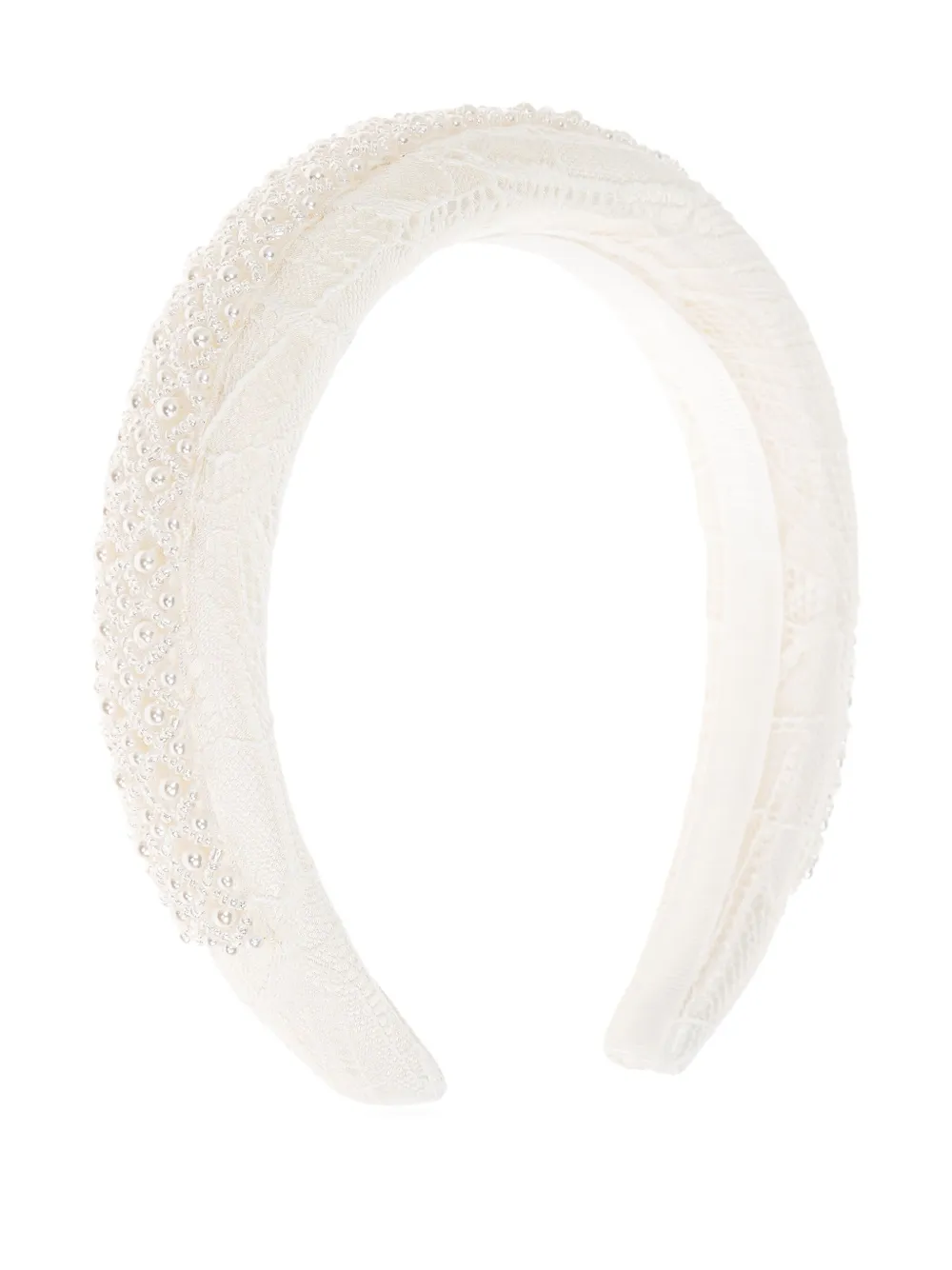 

Кружевной ободок с бисером Self-Portrait Kids, белый