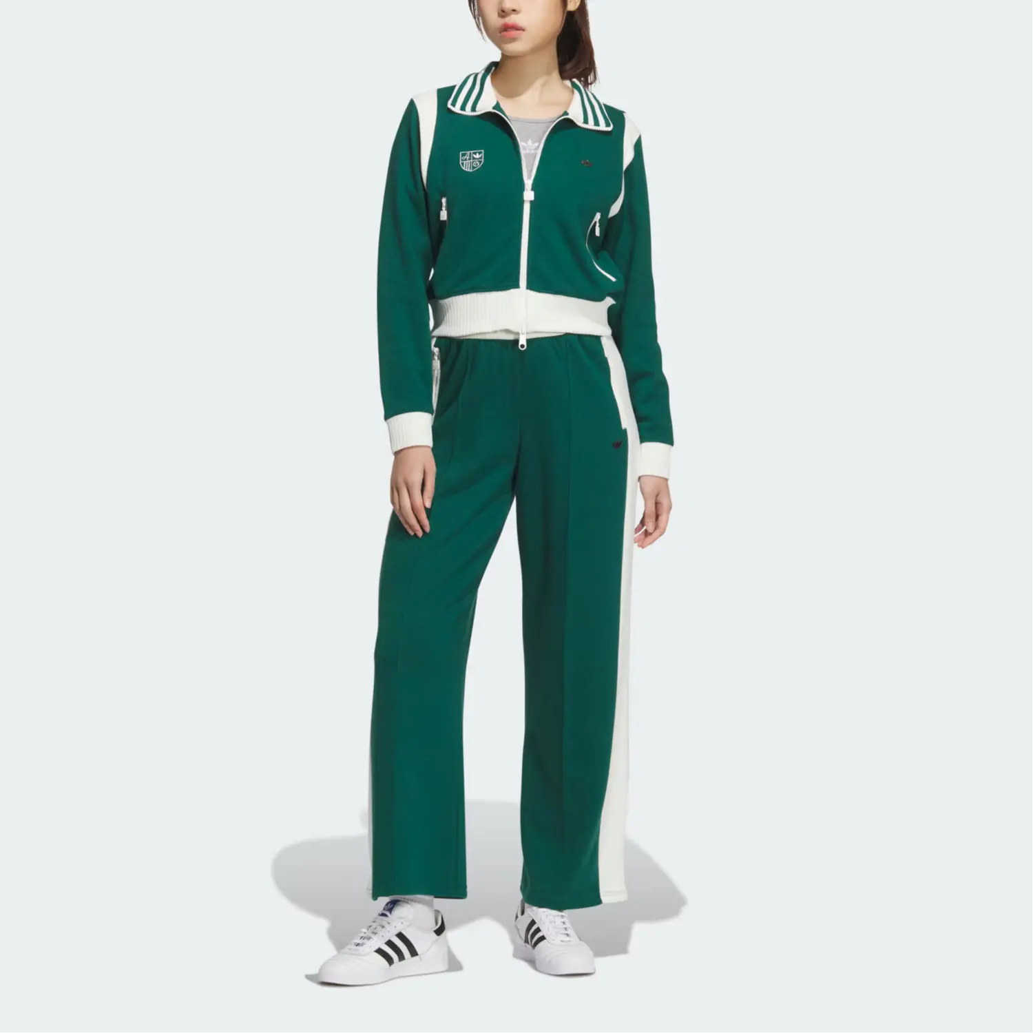Ретро SS25 спортивные клубные брюки Треники Вязаные Женские Forest Green Adidas Originals, зеленый — фото 3