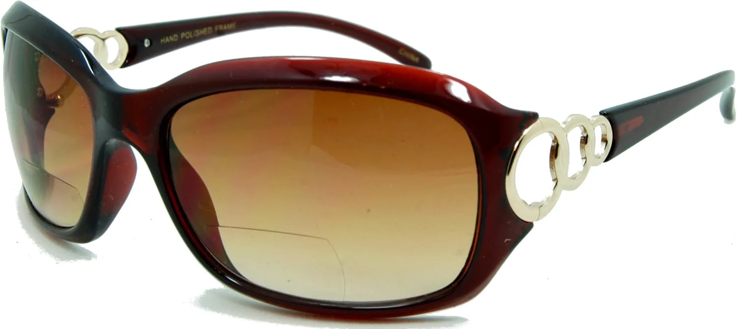 

Солнцезащитные очки для чтения In Style Eyes Circle Power с бифокальными линзами — полноободковые, итальянский дизайн, большая оправа — неполяризованные линзы, Brown