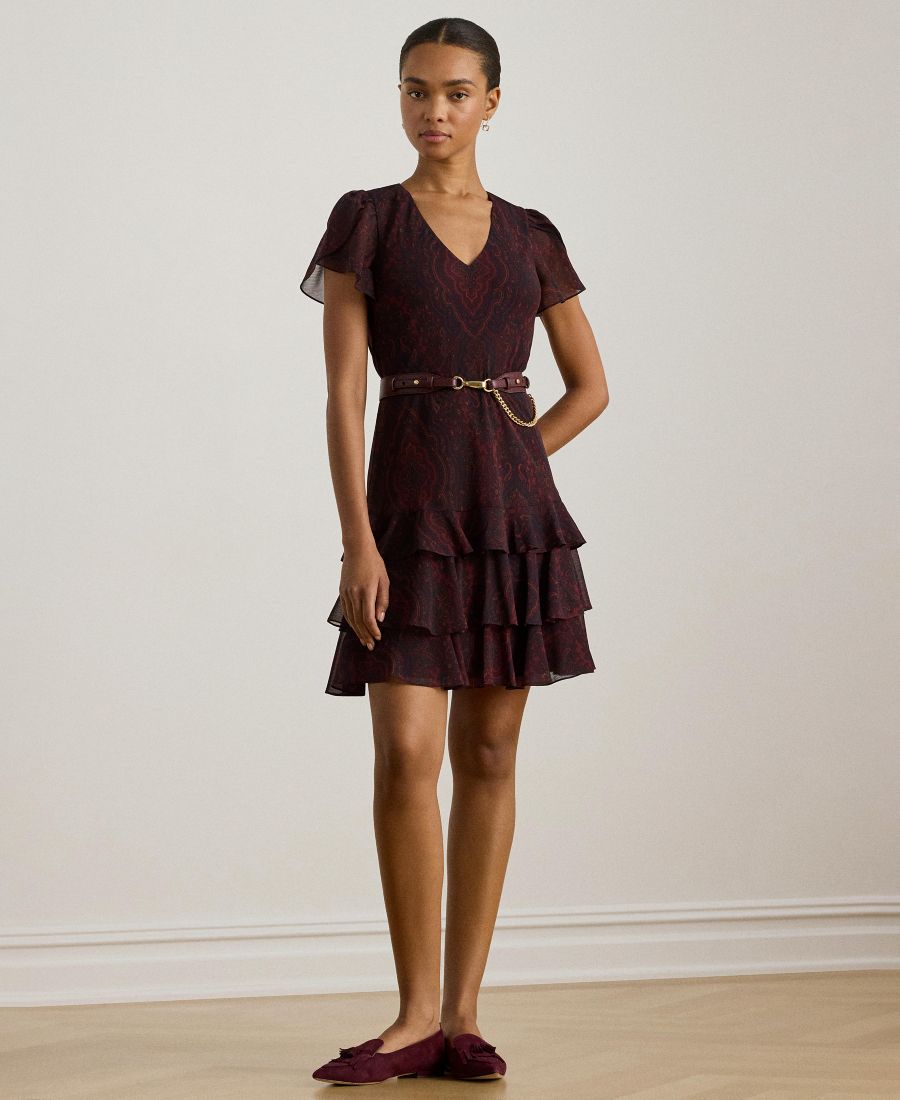 

Женское платье с заниженной талией и узором пейсли Lauren Ralph Lauren, Dark Garnet Multi