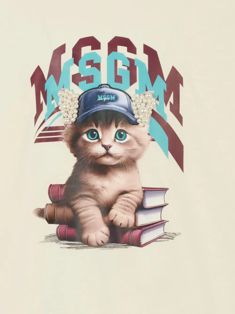 Футболка с короткими рукавами и принтом кота MSGM Kids, нейтральный — фото 3