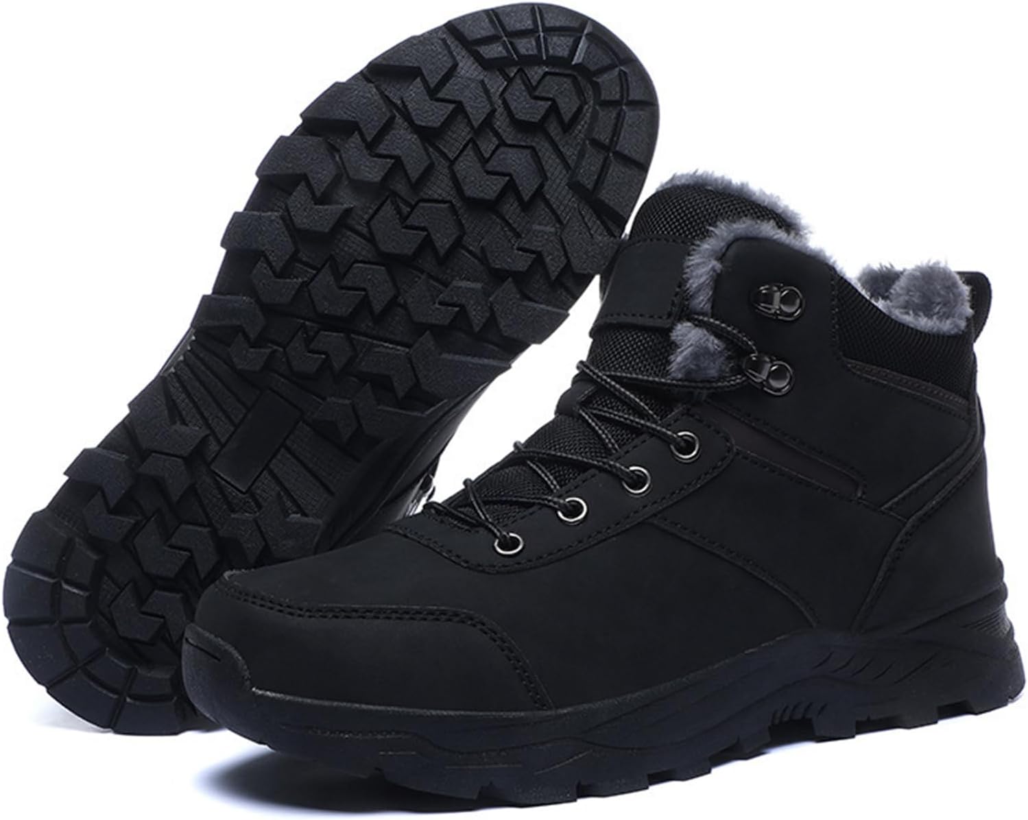

Мужские зимние ботинки CPMBFDC с комфортной и теплой подкладкой из искусственного меха, зимние походные ботинки для мужчин, нескользящие, на шнуровке, для зимнего отдыха на открытом воздухе, черный