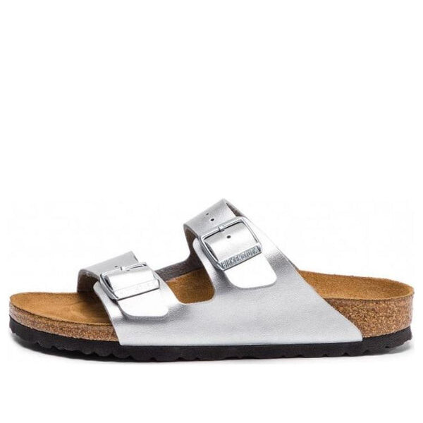 

Тапочки arizona birko-flor narrow fit sandals 'silver' Birkenstock, серебряный