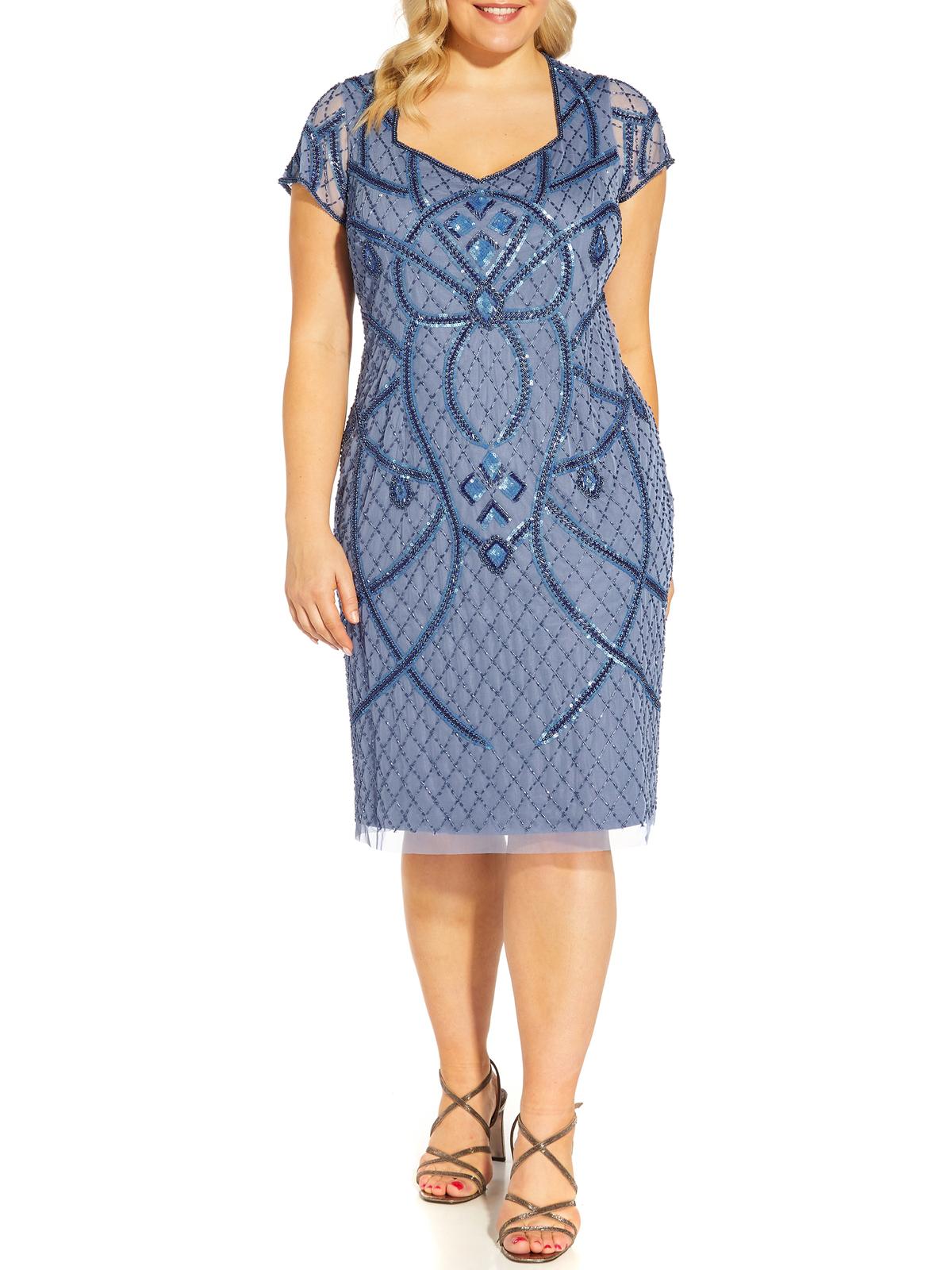 

Плюс Женское Украшенное Платье-футляр До Колена Adrianna Papell, цвет french blue