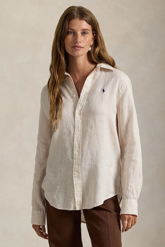 

Льняная рубашка Polo Ralph Lauren, бежевый