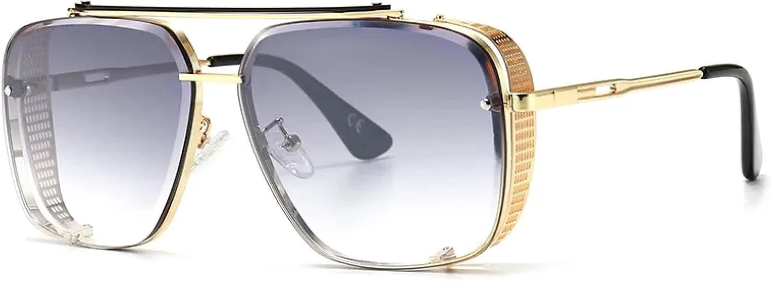 

Роскошные солнцезащитные очки в металлической оправе для мужчин и женщин, модные, с защитой от УФ-излучения UV400, в винтажном стиле TVTBBVV, C4gold-gray