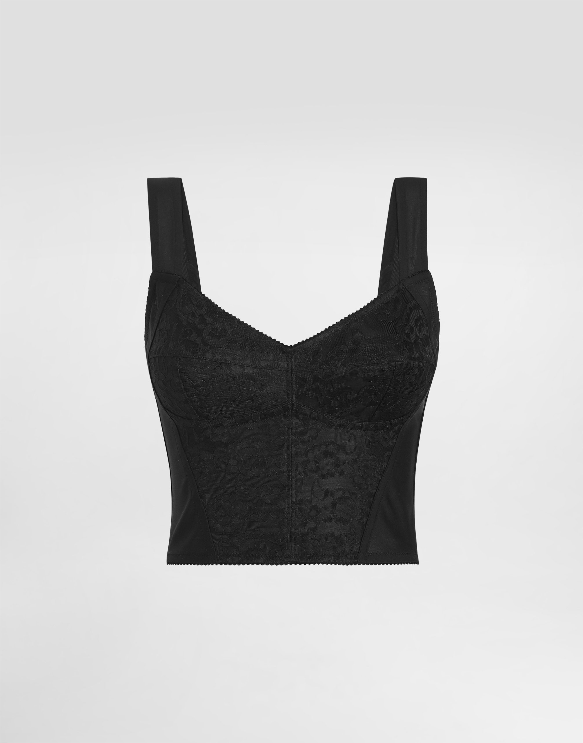 Корсет-бюстье shaper из жаккарда и кружева Dolce & Gabbana, черный