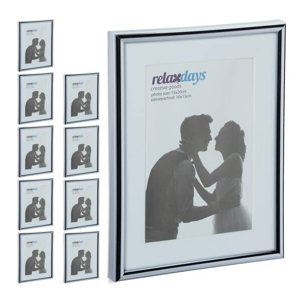 

10xРамка для фотографий Relaxdays 15x20 cm silber, серебристый/белый