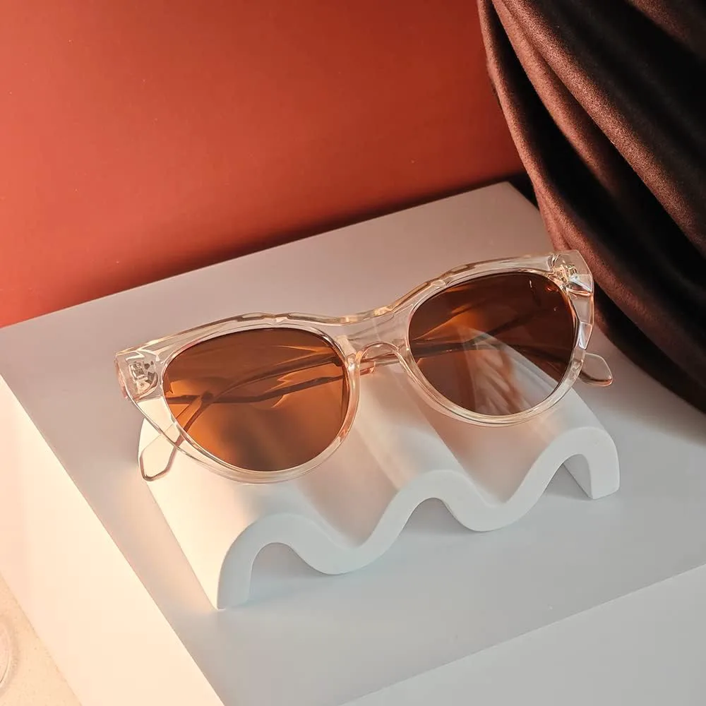 

Круглые солнцезащитные очки для женщин, модный дизайнерский стиль, тонкие дужки, защита от УФ-излучения UV 400 – выглядит фантастически! LA033 Laemzinv, Transparent 1