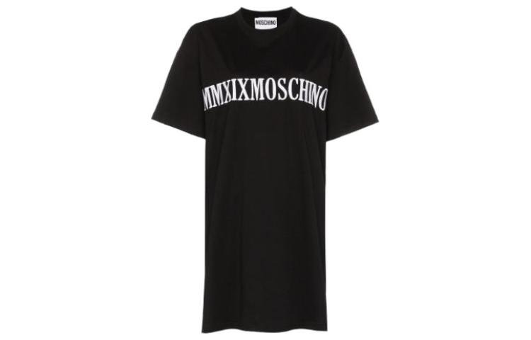 

Женское черное короткое платье с рукавами MOSCHINO