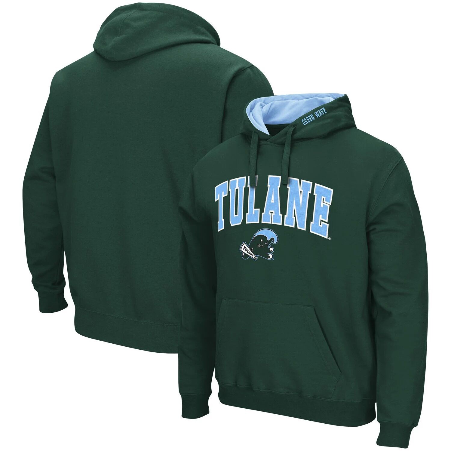

Мужской зеленый пуловер с капюшоном Tulane Green Wave с аркой и логотипом Colosseum