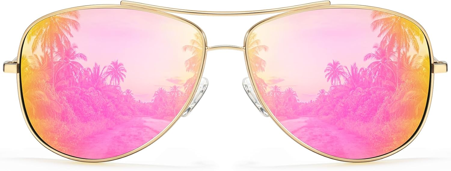 

Поляризованные солнцезащитные очки-авиаторы KALIYADI для мужчин и женщин: легкие поляризованные солнцезащитные очки с улучшенной защитой UV400 для вождения, C05-gold/Pink