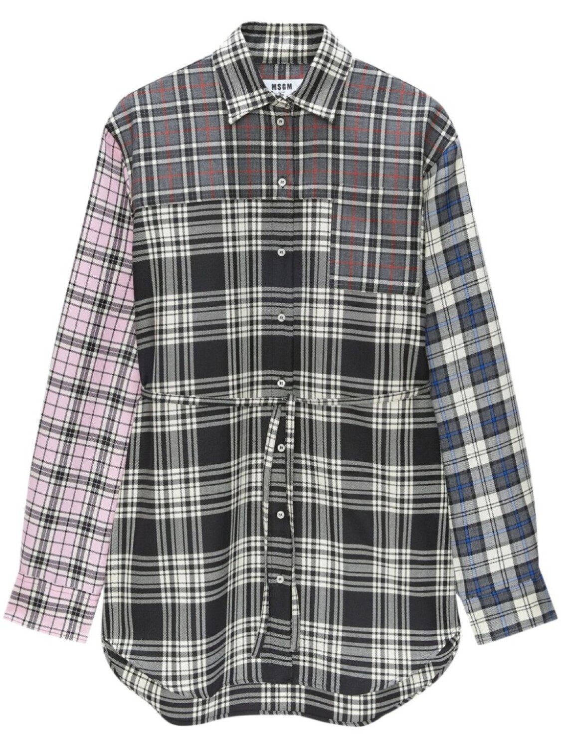 

MSGM клетчатое мини-платье-рубашка, черный