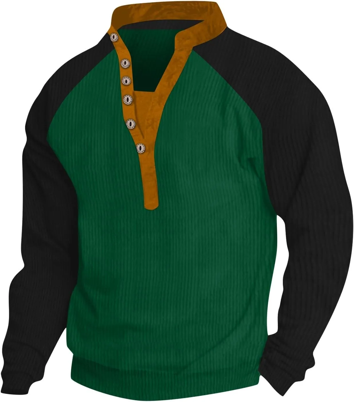 

Мужская футболка Henley с длинным рукавом реглан, Casual, S-3XL RTRDE