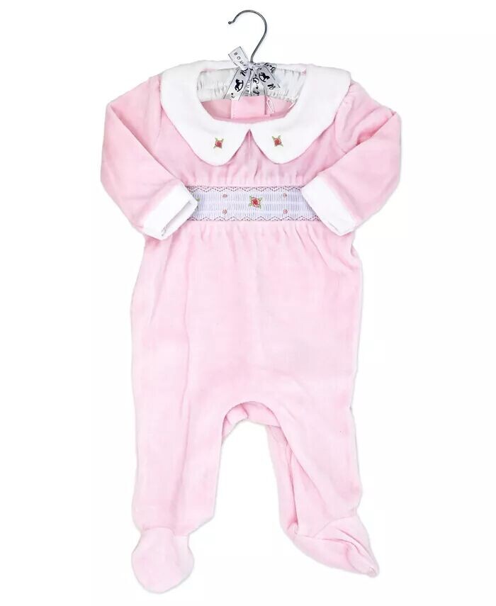Роскошный комбинезон для девочек из велюра со сборками Rock-A-Bye Baby Boutique, розовый — фото 2