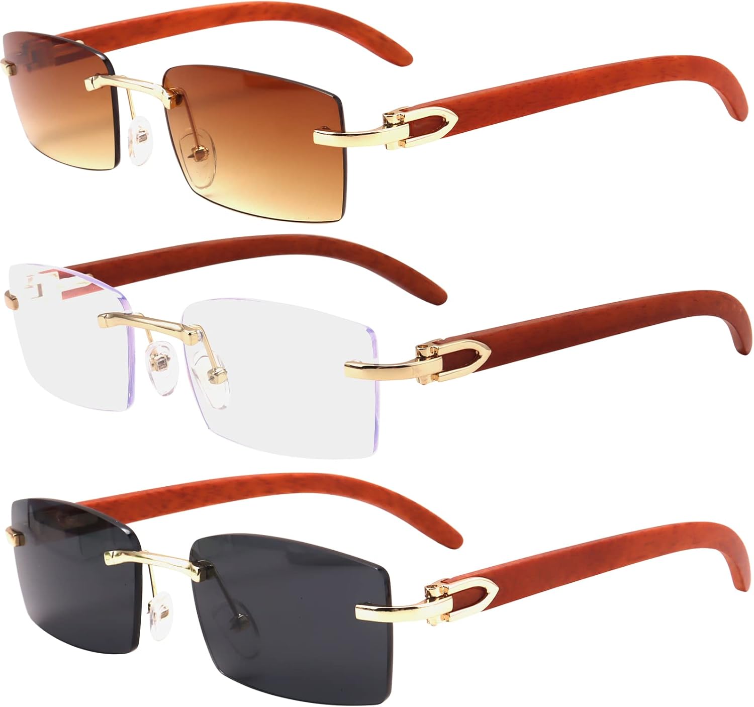 

Солнцезащитные очки Dollger без оправы, прямоугольной формы, для мужчин и женщин, в стиле хип-хоп, деревянные, маленькие квадратные, без оправы, 70-е и 90-е годы, A10:imitation Wood-brown,clear,grey